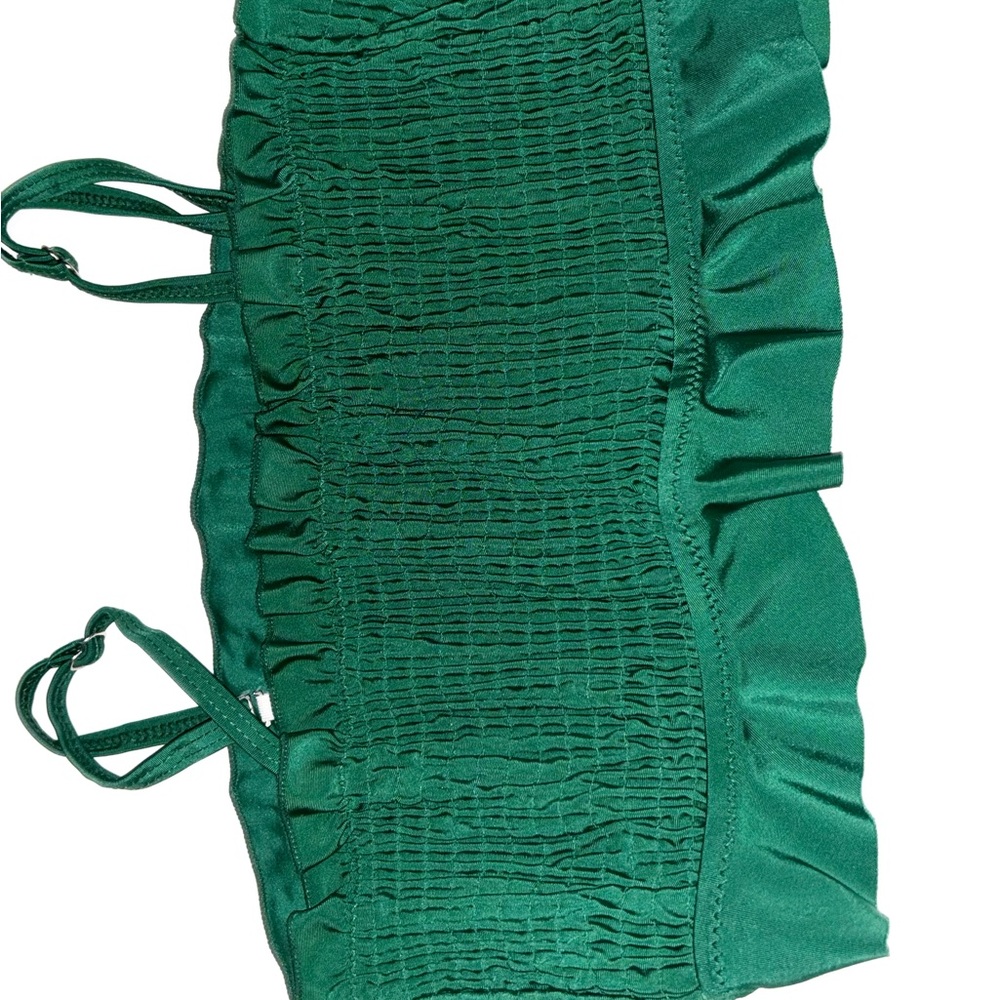 Green Ruched Bikini Top